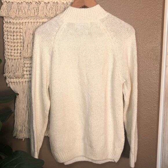 Karen Scott White Cable Knit Mock-Neck Sweater - Picture 2 of 6